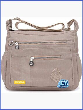 Nylon Crossbody Bag Water Resistant Shoulder Purse Messenger with Multiple
